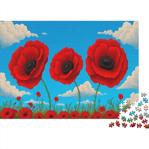 Mohn 300 Stück Puzzles Mohnfeld Impossible Puzzle Schwer Für Erwachsene Lernspiel Spielzeug Geschenk Schöne Geschenkverpackung Premium Quality Mehrfarbig 300pcs (40x28cm) von lihuogongsio