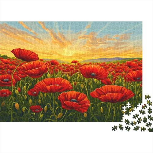 Mohn Puzzle 300 Teile Mohnfeld Puzz Erwachsene Spielepuzzles HochwerTiger Geschicklichkeitsspiel Lernspiel Spielzeug Geschenk Schöne 300pcs (40x28cm) von lihuogongsio