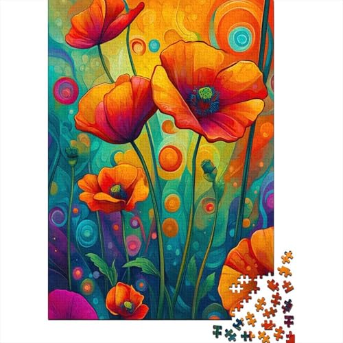 Mohn Puzzle 300 Teile Puzzle Für Erwachsene rote Mohnblumen Geschicklichkeitsspiel Für Die Ganze Familie Premium Quality Schöne Geschenkidee Kräftigen Farben 300pcs (40x28cm) von lihuogongsio