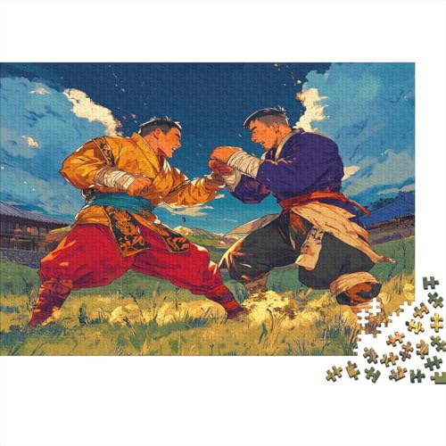 Mongolische Boxer 1000 Stück Puzzles Ringen Erwachsene Stress Abbauen Familien 1000 Brain Challenge Lernspiel Spielzeug Premium Quality Spielzeug Geschenk 1000pcs (75x50cm) von lihuogongsio