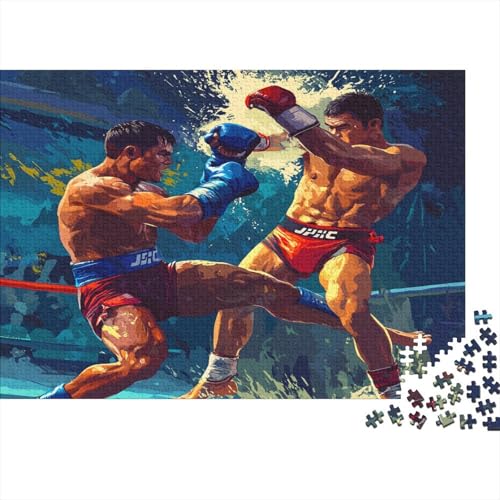 Muay Thai Match 300 Stück Puzzles Boxspiel Stress Abbauen Familien-Puzzlespiel Kräftigen Farben Schöne Geschenkverpackung Lernspiel Spielzeug Geschenk 300pcs (40x28cm) von lihuogongsio