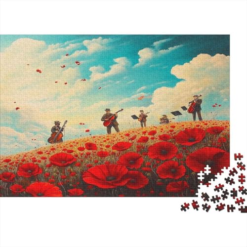 Musiker 1000 Stück Puzzles Mohnfeld Geschicklichkeitsspiel Für Die Ganze Familie DIY Kreative Unterhaltung Schöne Geschenkidee Premium Quality 1000pcs (75x50cm) von lihuogongsio