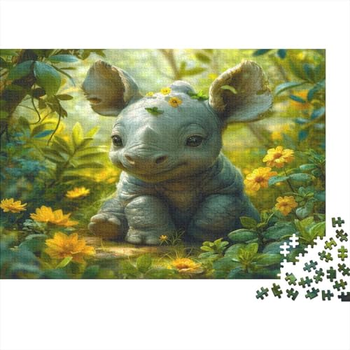 Nashorn Puzzle 1000 Teile Puzzle Für Erwachsene Little Nashorn Stress Abbauen Familien-Puzzlespiel DIY Kreative Unterhaltung Schöne Geschenkidee Kräftigen Farben 1000pcs (75x50cm) von lihuogongsio