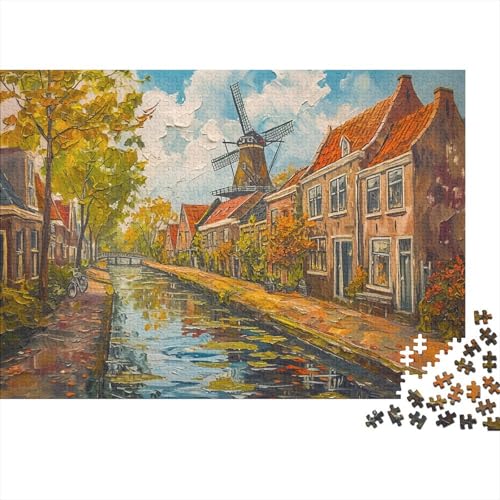 Niederlande Puzzle 500 Teile Puzzle Für Erwachsene Stadt Delft Brain Challenge Geschicklichkeitsspiel Stress Abbauen Familien Herausforderndes Schöne Geschenkidee 500pcs (52x38cm) von lihuogongsio