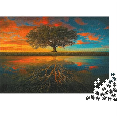 Oak Baum 1000 Stück Puzzles Für Erwachsene Roter Sonnenuntergang Lernspiel Herausforderung Lernspiel Spielzeug Geschenk Stress Abbauen Lernspiel Spielzeug Geschenk Farbig 1000pcs (75x50cm) von lihuogongsio