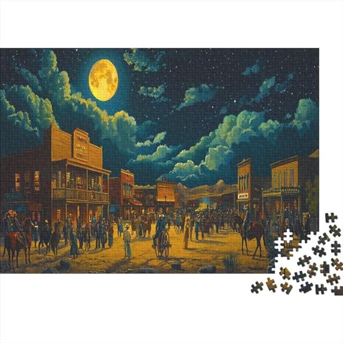 Old Western Stadt 300 Stück Puzzles Für Erwachsene Stadt Lernspiel Herausforderung Lernspiel Spielzeug Geschenk Stress Abbauen Lernspiel Spielzeug 300pcs (40x28cm) von lihuogongsio