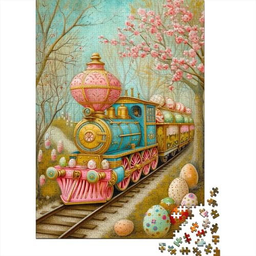 Ostern 300 Stück Puzzles Dampfzug Impossible Puzzle Schwer Für Erwachsene Lernspiel Spielzeug Geschenk Schöne Geschenkverpackung Premium Quality Mehrfarbig 300pcs (40x28cm) von lihuogongsio