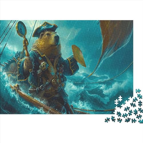 Otter 1000 Stück Puzzles Biber am Ufer Stress Abbauen Familien-Puzzlespiel Kräftigen Farben Schöne Geschenkverpackung Lernspiel Spielzeug Geschenk Premium Quality 1000pcs (75x50cm) von lihuogongsio