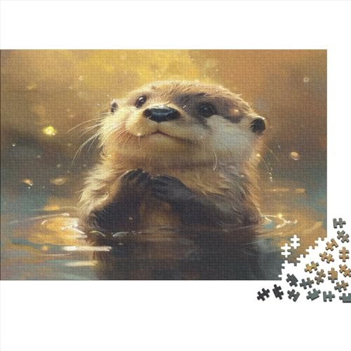 Otter Puzzle 500 Teile Puzzle Für Erwachsene Niedlicher Otter Geschicklichkeitsspiel Für Die Ganze Familie Premium Quality Schöne Geschenkidee Kräftigen Farben 500pcs (52x38cm) von lihuogongsio