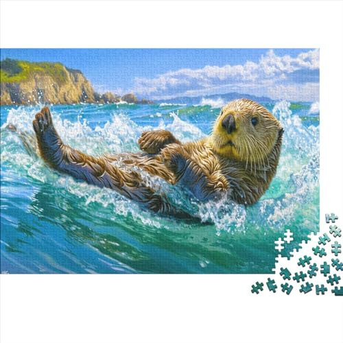 Otter Puzzle 500 Teile Puzzle Für Erwachsene SeeOtter Brain Challenge Geschicklichkeitsspiel Stress Abbauen Familien Herausforderndes Schöne Geschenkidee 500pcs (52x38cm) von lihuogongsio