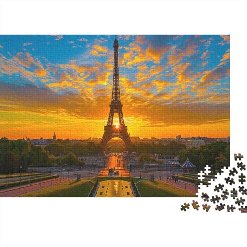 Paris,Trocadero Garten Puzzle 1000 Teile Puzzle Für Erwachsene Eiffelturm Brain Challenge Geschicklichkeitsspiel Stress Abbauen Familien Herausforderndes Schöne Geschenkidee 1000pcs (75x50cm) von lihuogongsio