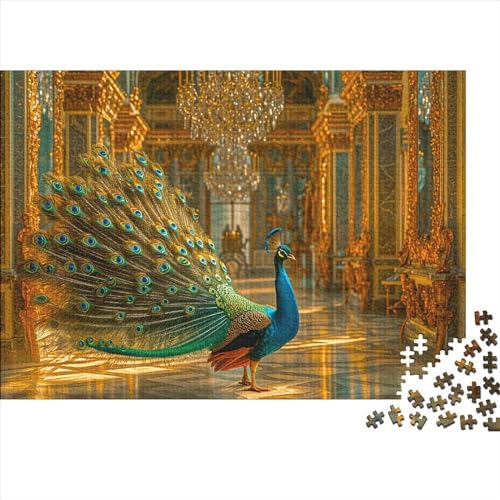 Pfau 1000 Stück Puzzles Für Erwachsene Grüner Pfau Geschicklichkeitsspiel Für Die Ganze Familie Schöne Geschenkidee DIY Kreative Unterhaltung Fantasie-Puzzle 1000pcs (75x50cm) von lihuogongsio