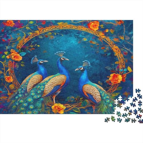 Pfau 500 Stück Puzzles Pfau Impossible Puzzle Schwer Für Erwachsene Lernspiel Spielzeug Geschenk Schöne Geschenkverpackung Premium Quality Mehrfarbig 500pcs (52x38cm) von lihuogongsio