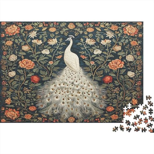 Pfau Puzzle 500 Teile Puzzle Für Erwachsene Pfau Stress Abbauen Familien-Puzzlespiel DIY Kreative Unterhaltung Schöne Geschenkidee Kräftigen Farben 500pcs (52x38cm) von lihuogongsio