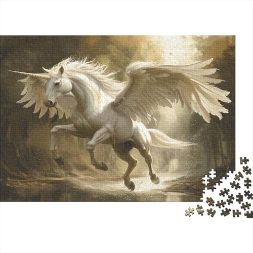 Pferd 1000 Stück Puzzles Mythisches Einhorn Stress Abbauen Familien-Puzzlespiel Kräftigen Farben Schöne Geschenkverpackung Lernspiel Spielzeug Geschenk Premium Quality 1000pcs (75x50cm) von lihuogongsio