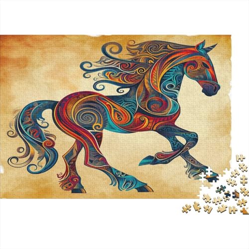 Pferd 300 Stück Puzzles wild Pferd Lernspiel Spielzeug Geschenk Geschicklichkeitsspiel Für Die Ganze Familie Schöne Geschenkidee DIY Kreative Unterhaltung 300pcs (40x28cm) von lihuogongsio