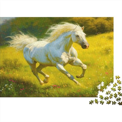 Pferd 500 Teile Puzzle Weißes Pferd Impossible Für Erwachsene Hochwertiger Puzzle Fantasy Schöne Geschenkidee DIY Kreative Unterhaltung Spielzeug Dekoration 500pcs (52x38cm) von lihuogongsio