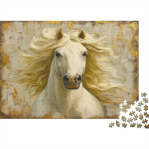 Pferd Puzzle Für Erwachsene 500 Puzzle Weißes Pferd Anspruchsvoll Puzzle Teile Erwachsener Kniffel Spaß Für Die Ganze Familie Unmögliches Puzzle DIY Kreative 500pcs (52x38cm) von lihuogongsio