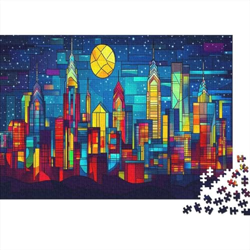 Philadelphia Night Scene 1000 Stück Puzzles Buntglas Geschicklichkeitsspiel Für Die Ganze Familie DIY Kreative Unterhaltung Schöne Geschenkidee Premium Quality 1000pcs (75x50cm) von lihuogongsio