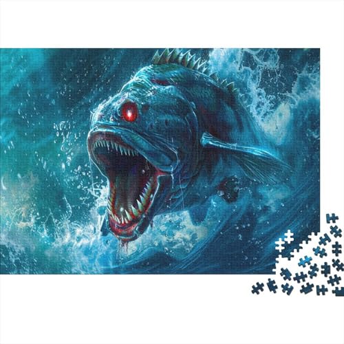 Piranha Puzzle 300 Puzzle Seeungeheuer Erwachsene Impossible Puzzle Geschicklichkeitsspiel Für Die Ganze Familie Puzzle Erwachsene Premium Quality Farbig Spaß 300pcs (40x28cm) von lihuogongsio