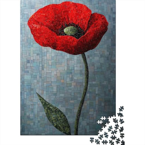 Red Mohn 1000 Stück Puzzles rote Mohnblumen Lernspiel Spielzeug Geschenk Geschicklichkeitsspiel Für Die Ganze Familie Schöne Geschenkidee DIY Kreative 1000pcs (75x50cm) von lihuogongsio