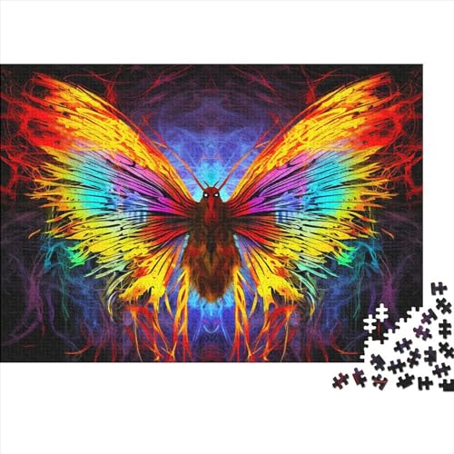 Regenbogen Schmetterling Puzzle 300 Teile Puzzle Für Erwachsene Brain Challenge Geschicklichkeitsspiel Stress Abbauen Familien Herausforderndes Schöne Geschenkidee 300pcs (40x28cm) von lihuogongsio