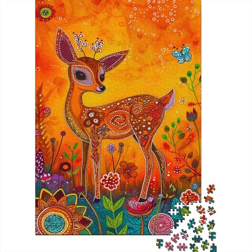 Rehkitz Puzzle 500 Teile Puzzle Für Erwachsene Sika Hirsch Geschicklichkeitsspiel Für Die Ganze Familie Premium Quality Schöne Geschenkidee Kräftigen Farben 500pcs (52x38cm) von lihuogongsio