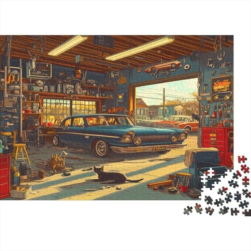 Retro Auto 300 Stück Puzzles Für Erwachsene Retro Reparaturwerkstatt Lernspiel Herausforderung Lernspiel Spielzeug Geschenk Stress Abbauen Lernspiel Spielzeug 300pcs (40x28cm) von lihuogongsio