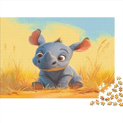 Rhinoceros Puzzle Für Erwachsene 500 Puzzle Lustige Nashörner Anspruchsvoll Puzzle Teile Erwachsener Kniffel Spaß Für Die Ganze Familie Unmögliches Puzzle DIY Kreative 500pcs (52x38cm) von lihuogongsio