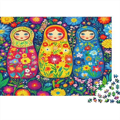 Russisch Doll 1000 Stück Puzzles Matrjoschka-Puppe Stress Abbauen Familien-Puzzlespiel Kräftigen Farben Schöne Geschenkverpackung Lernspiel Spielzeug Geschenk 1000pcs (75x50cm) von lihuogongsio