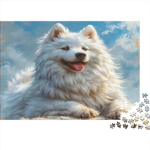 Samoyedhund 1000 Teile Puzzle Samoyedhund Impossible Für Erwachsene Hochwertiger Puzzle Fantasy Schöne Geschenkidee DIY Kreative Unterhaltung Spielzeug Dekoration 1000pcs (75x50cm) von lihuogongsio