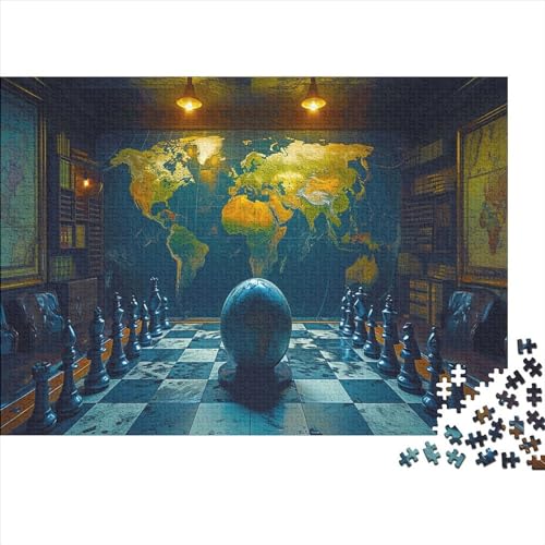 Schach 1000 Stück Puzzles Weltkarte Stress Abbauen Familien-Puzzlespiel Kräftigen Farben Schöne Geschenkverpackung Lernspiel Spielzeug Geschenk Premium Quality 1000pcs (75x50cm) von lihuogongsio