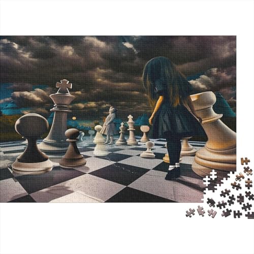 Schach 300 Stück Puzzles Schachbrett Stress Abbauen Familien-Puzzlespiel Kräftigen Farben Schöne Geschenkverpackung Lernspiel Spielzeug Geschenk Premium Quality 300pcs (40x28cm) von lihuogongsio