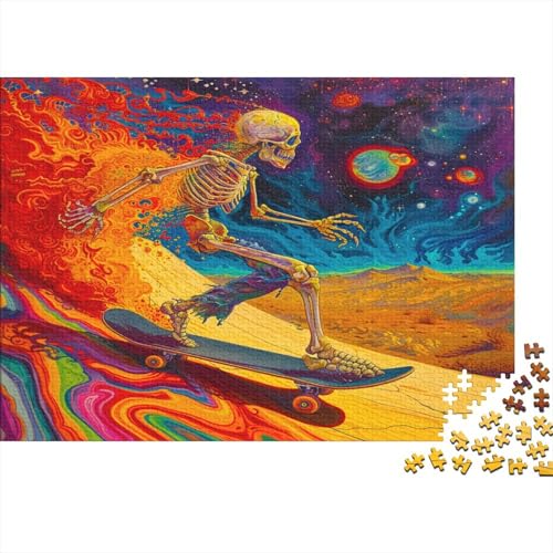 Schädel 1000 Stück Puzzles Skateboard Impossible Puzzle Schwer Für Erwachsene Lernspiel Spielzeug Geschenk Schöne Geschenkverpackung Premium Quality Mehrfarbig 1000pcs (75x50cm) von lihuogongsio