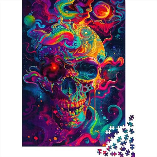 Schädel Puzzle Für Erwachsene 1000 Puzzle Trippy-Farben Erwachsene Anspruchsvoll Puzzle Puzzlegröße Puzzle Unmögliches Puzzle Spielzeug Geschenk Premium Quality 1000pcs (75x50cm) von lihuogongsio