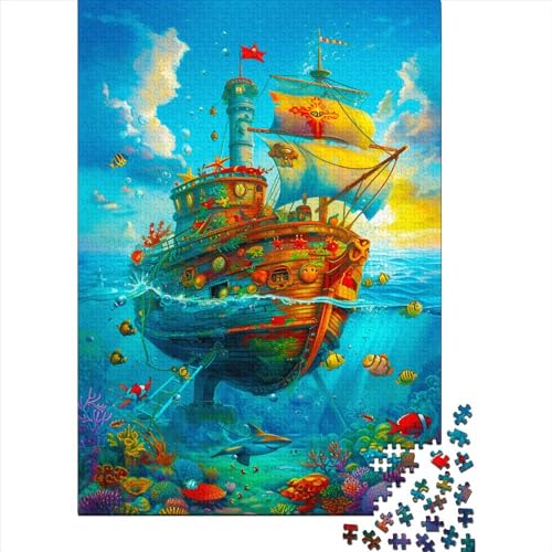 Schiff Puzzle Für Erwachsene 1000 Puzzle Piratenschiff Anspruchsvoll Puzzle Teile Erwachsener Kniffel Spaß Für Die Ganze Familie Unmögliches Puzzle DIY Kreative 1000pcs (75x50cm) von lihuogongsio