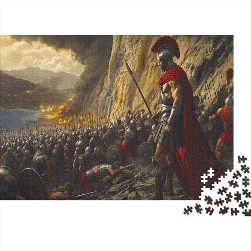 Schlacht bei den Thermopylen Puzzle Erwachsene 1000 Teile Holzpuzzle Erwachsene Lernspiel Puzzle König Leonidas führt die 300 Gladiatoren Spielzeug Geschenk Stress Abbauen 1000pcs (75x5 von lihuogongsio