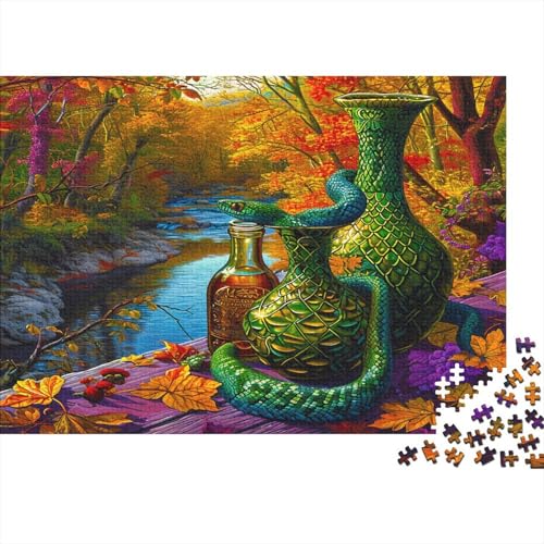 Schlange 500 Stück Puzzles Optische Täuschungen Stress Abbauen Familien-Puzzlespiel Kräftigen Farben Schöne Geschenkverpackung Lernspiel Spielzeug Geschenk Premium Quality 500pcs (52x38cm) von lihuogongsio