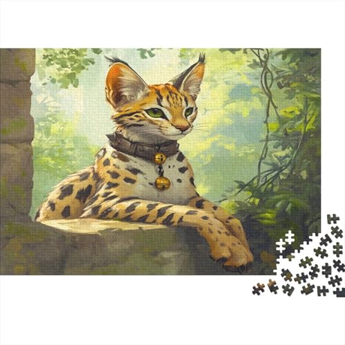 Serval Katze 300 Stück Puzzles Luchs Lernspiel Spielzeug Geschenk Geschicklichkeitsspiel Für Die Ganze Familie Schöne Geschenkidee DIY Kreative 300pcs (40x28cm) von lihuogongsio