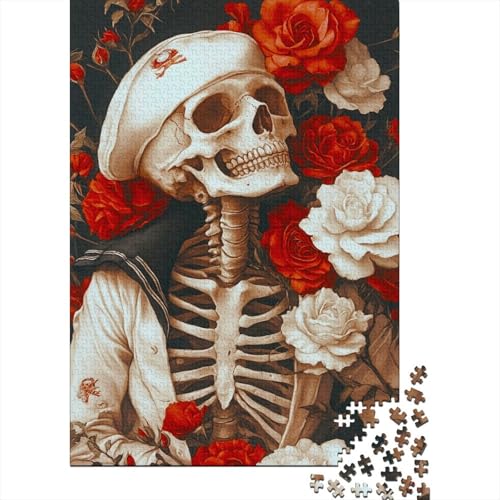 Skeleton,Schädel Puzzle 1000 Teile Puzzle Teilige Matrosenausrüstung Spielepuzzles Für Die Ganze Familie Brain Challenge Raumdekoration Lernspiel Spielzeug 1000pcs (75x50cm) von lihuogongsio