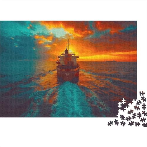 Sonnenuntergang Puzzle Für Erwachsene 500 Puzzle Handelsschiff Anspruchsvoll Puzzle Teile Erwachsener Kniffel Spaß Für Die Ganze Familie Unmögliches Puzzle DIY Kreative 500pcs (52x38cm) von lihuogongsio