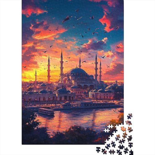 Stadt Istanbul 1000 Stück Puzzles Suleymaniye Moschee Erwachsene Stress Abbauen Familien 1000 Brain Challenge Lernspiel Spielzeug Premium Quality Spielzeug Geschenk 1000pcs (75x50cm) von lihuogongsio