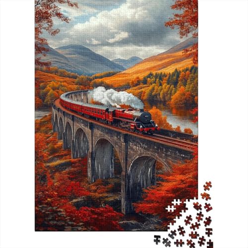 Steam Zug 300 Stück Puzzles Glenfinnan Viadukt Stress Abbauen Familien-Puzzlespiel Kräftigen Farben Schöne Geschenkverpackung Lernspiel Spielzeug Geschenk 300pcs (40x28cm) von lihuogongsio