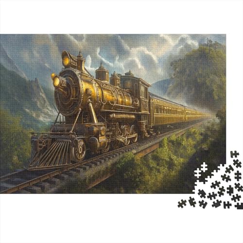 Steampunk 300 Stück Puzzles Dampfzug Erwachsene Stress Abbauen Familien 300 Brain Challenge Lernspiel Spielzeug Premium Quality Spielzeug Geschenk Mehrfarbig 300pcs (40x28cm) von lihuogongsio