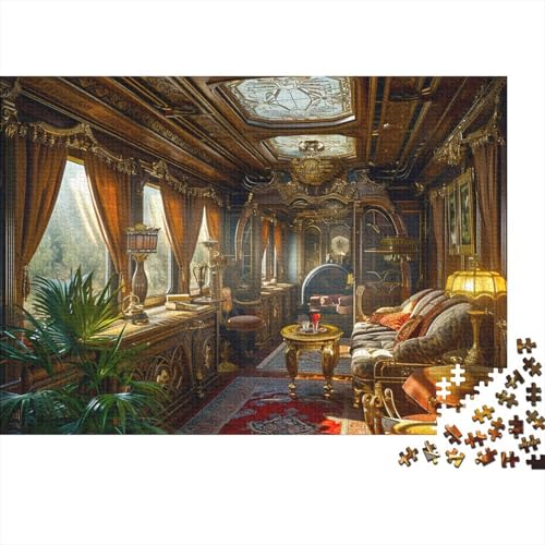 Steampunk Puzzle 500 Teile Puzzle Für Erwachsene Luxus-Zugwaggon Stress Abbauen Familien-Puzzlespiel DIY Kreative Unterhaltung Schöne Geschenkidee Kräftigen Farben 500pcs (52x38cm) von lihuogongsio