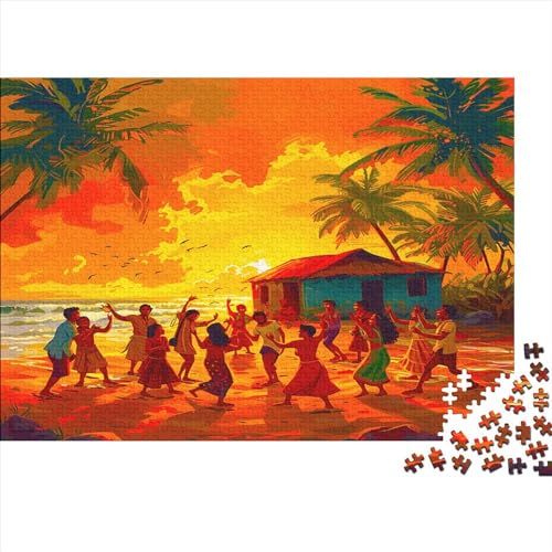 Strand Puzzle Für Erwachsene 500 Puzzle Lagerfeuerabend Anspruchsvoll Puzzle Teile Erwachsener Kniffel Spaß Für Die Ganze Familie Unmögliches Puzzle DIY Kreative 500pcs (52x38cm) von lihuogongsio