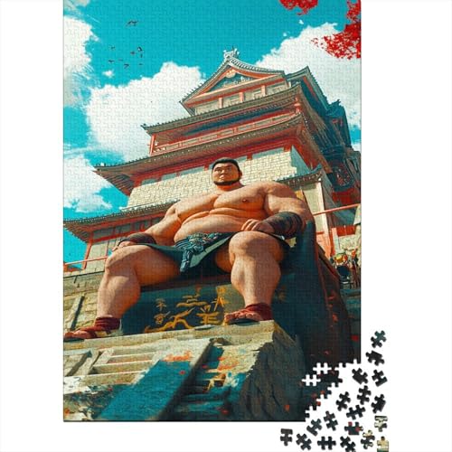 Sumo Wrestler 1000 Stück Puzzles Japanisch Sumo Erwachsene Stress Abbauen Familien 1000 Brain Challenge Lernspiel Spielzeug Premium Quality Spielzeug Geschenk 1000pcs (75x50cm) von lihuogongsio