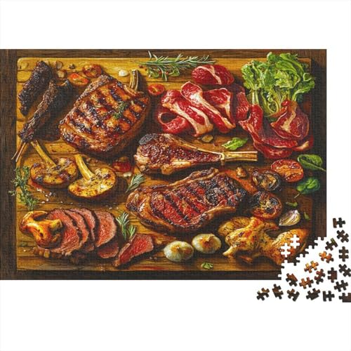 TX BBQ Puzzle 300 Teile Puzzle Für Erwachsene Texas Barbecue Stress Abbauen Familien-Puzzlespiel DIY Kreative Unterhaltung Schöne Geschenkidee Kräftigen Farben 300pcs (40x28cm) von lihuogongsio