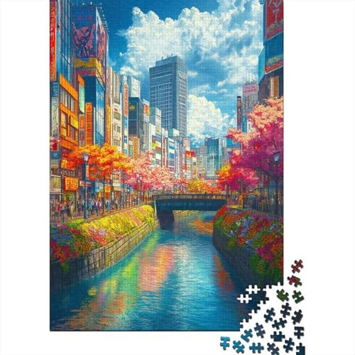 Tokio Puzzle 1000 Teile Puzzle Für Erwachsene Japan Stress Abbauen Familien-Puzzlespiel DIY Kreative Unterhaltung Schöne Geschenkidee Kräftigen Farben 1000pcs (75x50cm) von lihuogongsio