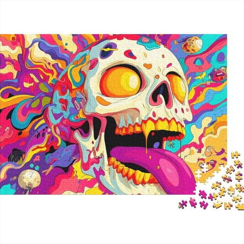 Totenkopf Puzzle 1000 Teile Puzzle Für Erwachsene Stress Abbauen Familien-Puzzlespiel DIY Kreative Unterhaltung Schöne Geschenkidee Kräftigen Farben 1000pcs (75x50cm) von lihuogongsio